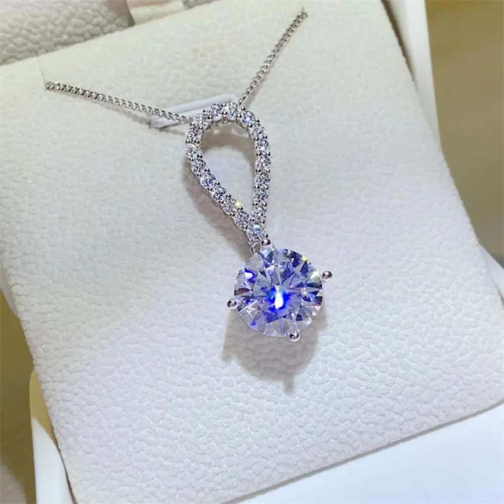 5 Carat Moissanite 925 Sterling Silver Teardrop Necklace, image 2