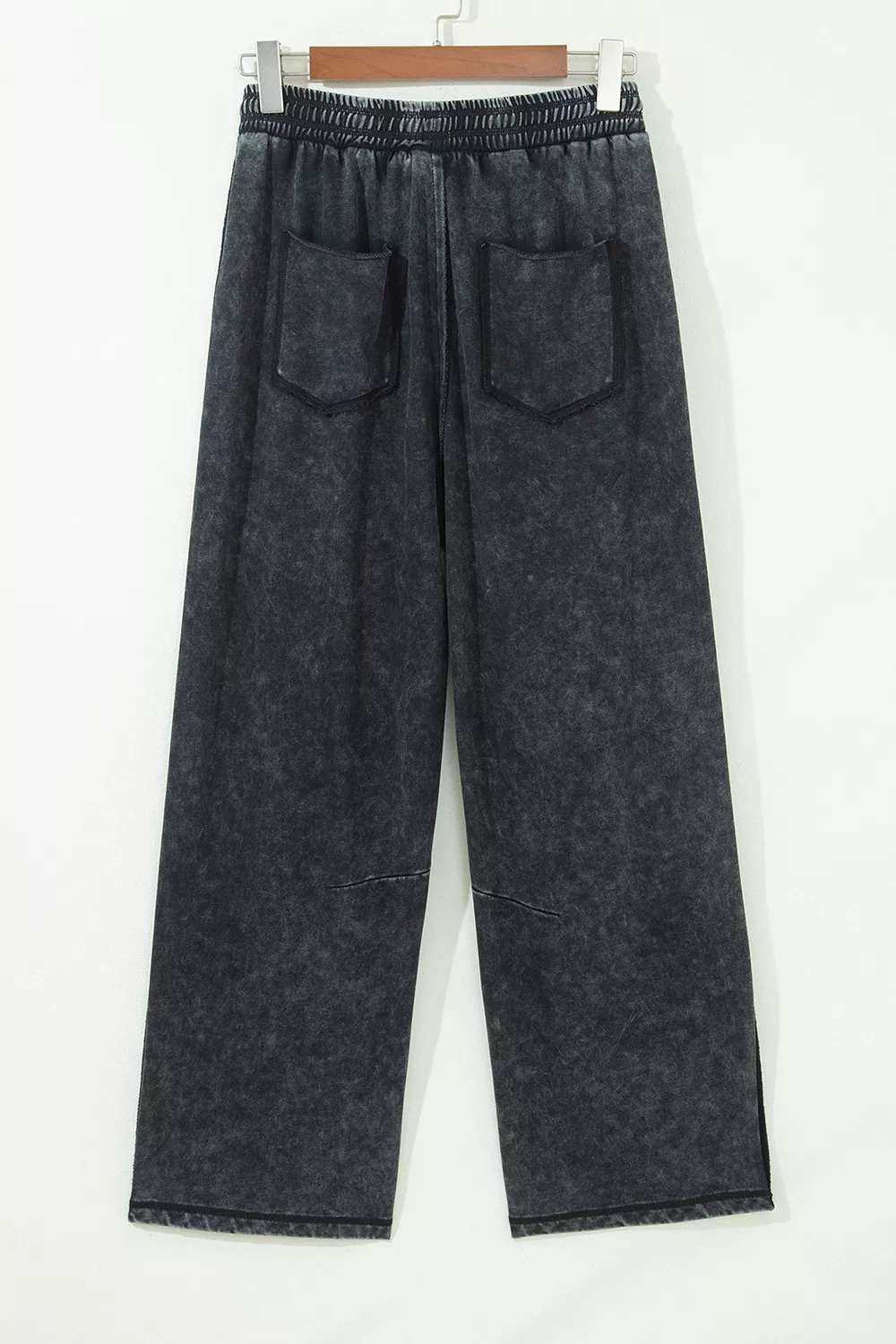 Mineral Wash Raw Seam Drawstring Elastic Waist Barrel Pants, image 5