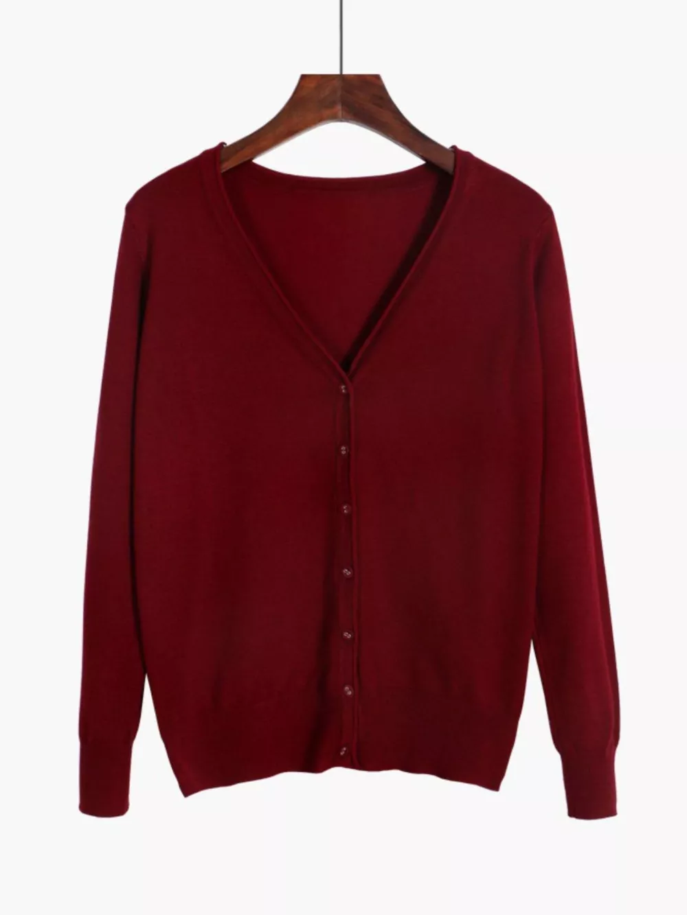 Classic V-Neck Button-Down Knit Cardigan, image 75