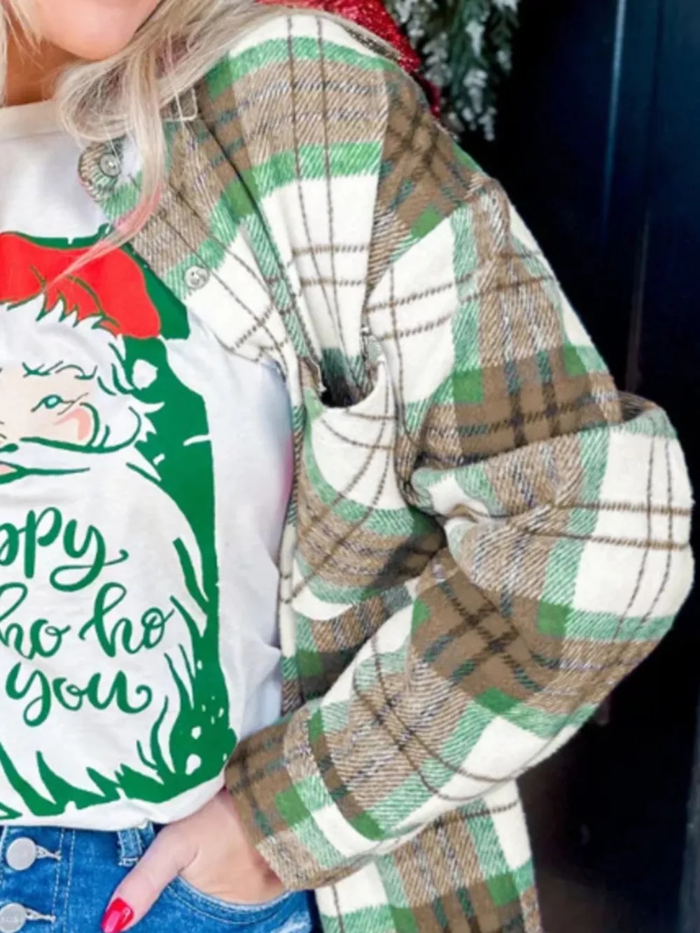 Plaid Button-Down Long Sleeve Shacket, image 10