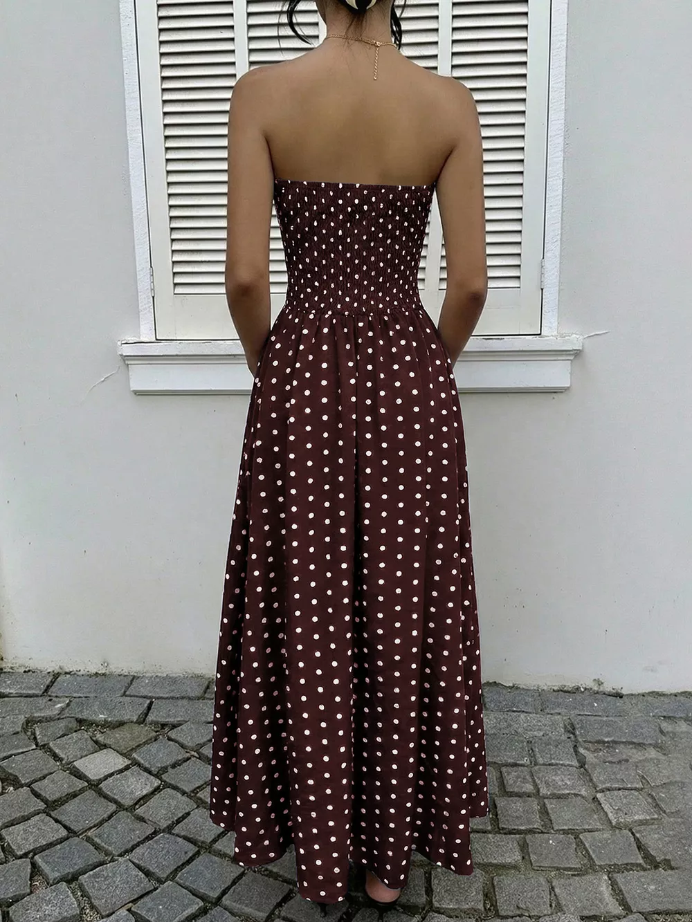 Polka Dot Tube A-Line Dress, image 8