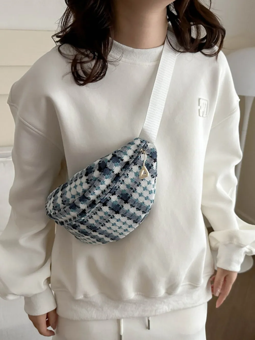 Plaid Wide Strap Crossbody Bag, image 10
