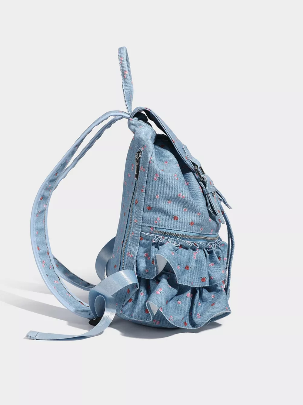 Floral Ruffle Backpack Bag, image 7