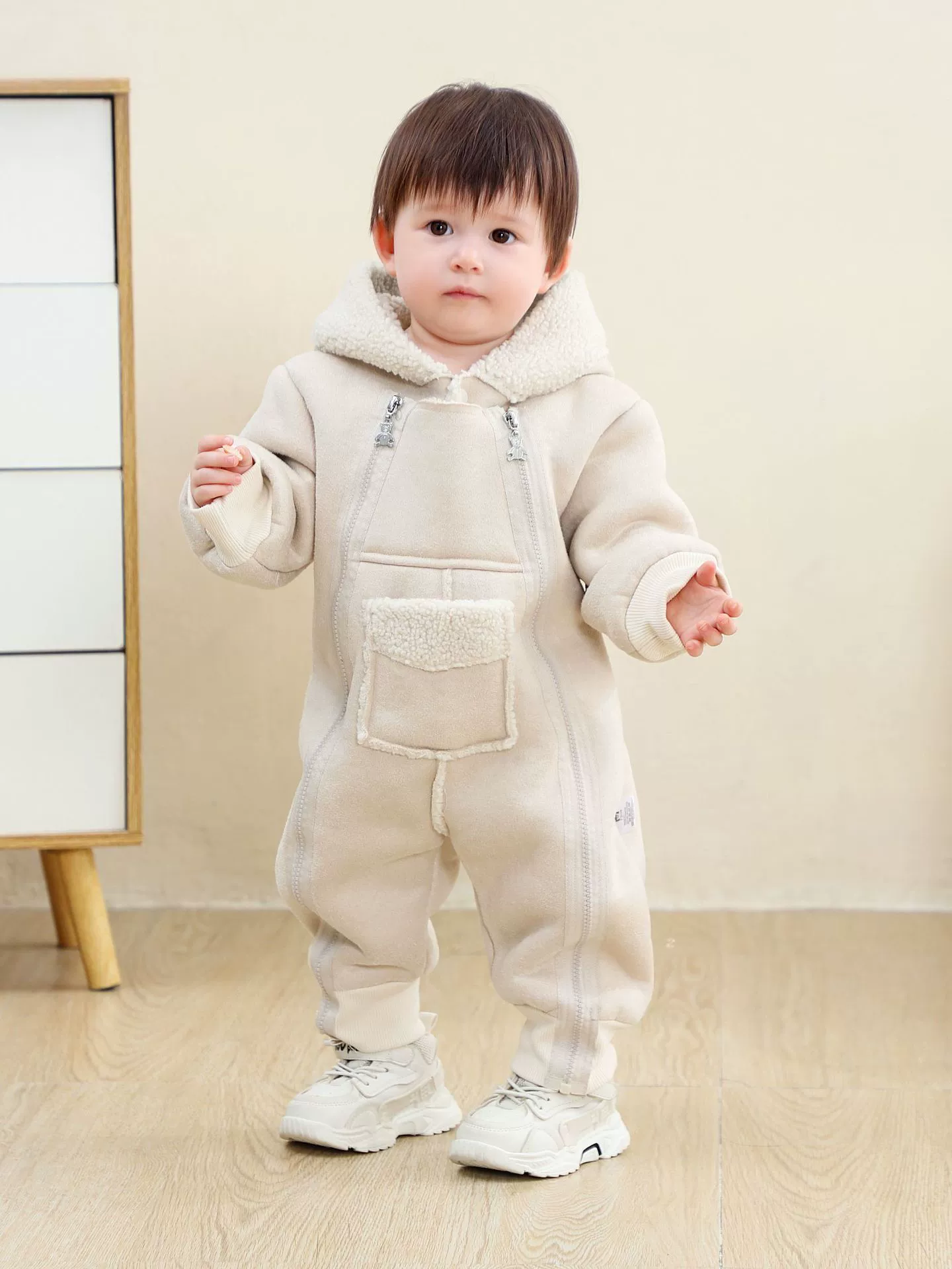 Children's Fleece Hooded One-Piece Jumpsuit, image 10
