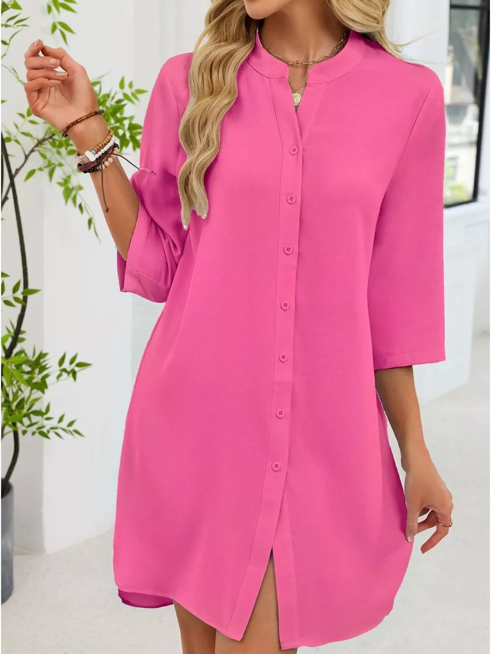 Casual Button-Down Shirt Dress, image 18