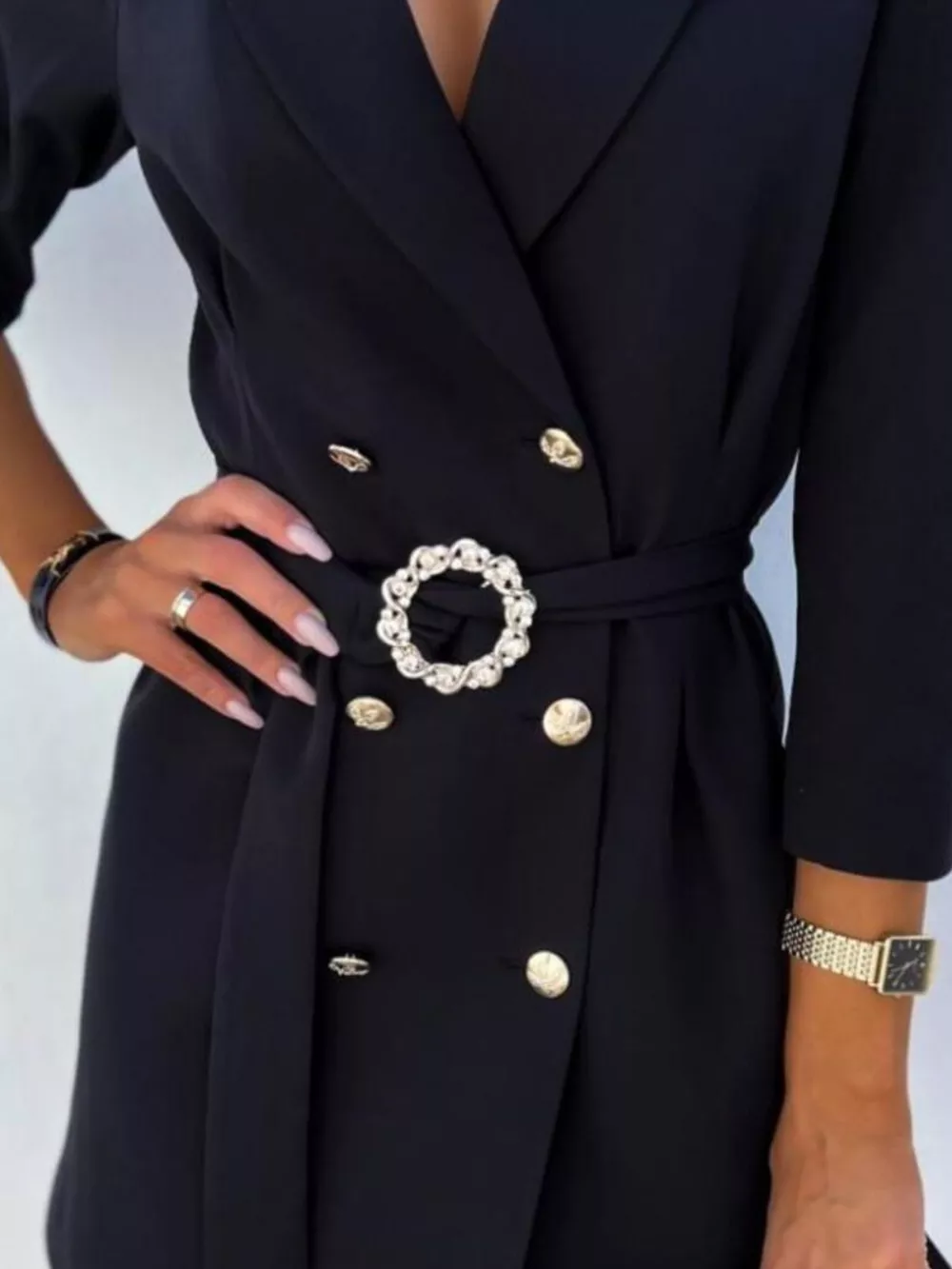 3/4 Sleeve Belted Blazer Dress, image 6