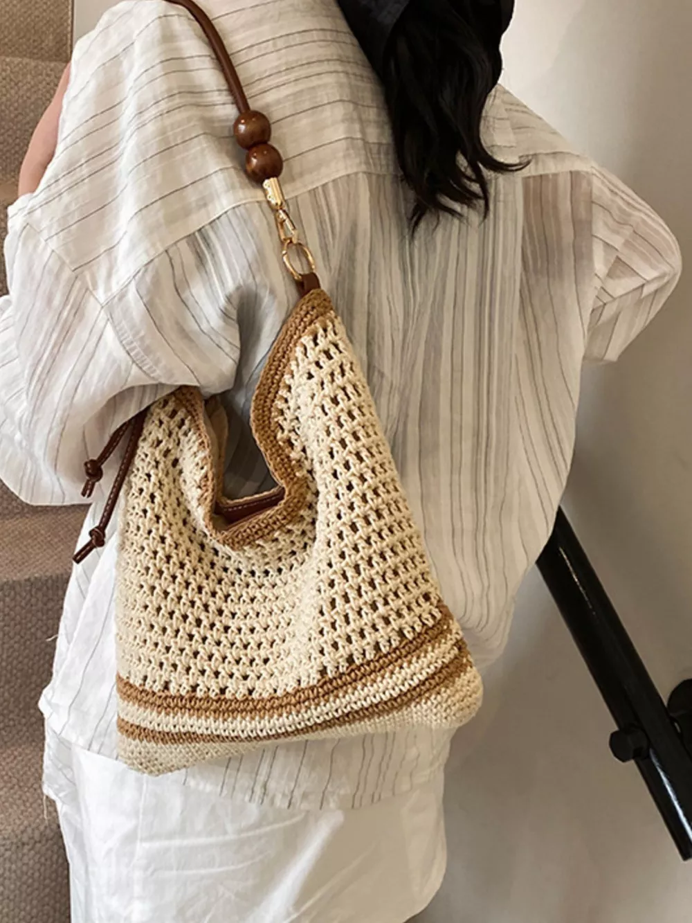 Crochet Knit Shoulder Bag, image 5