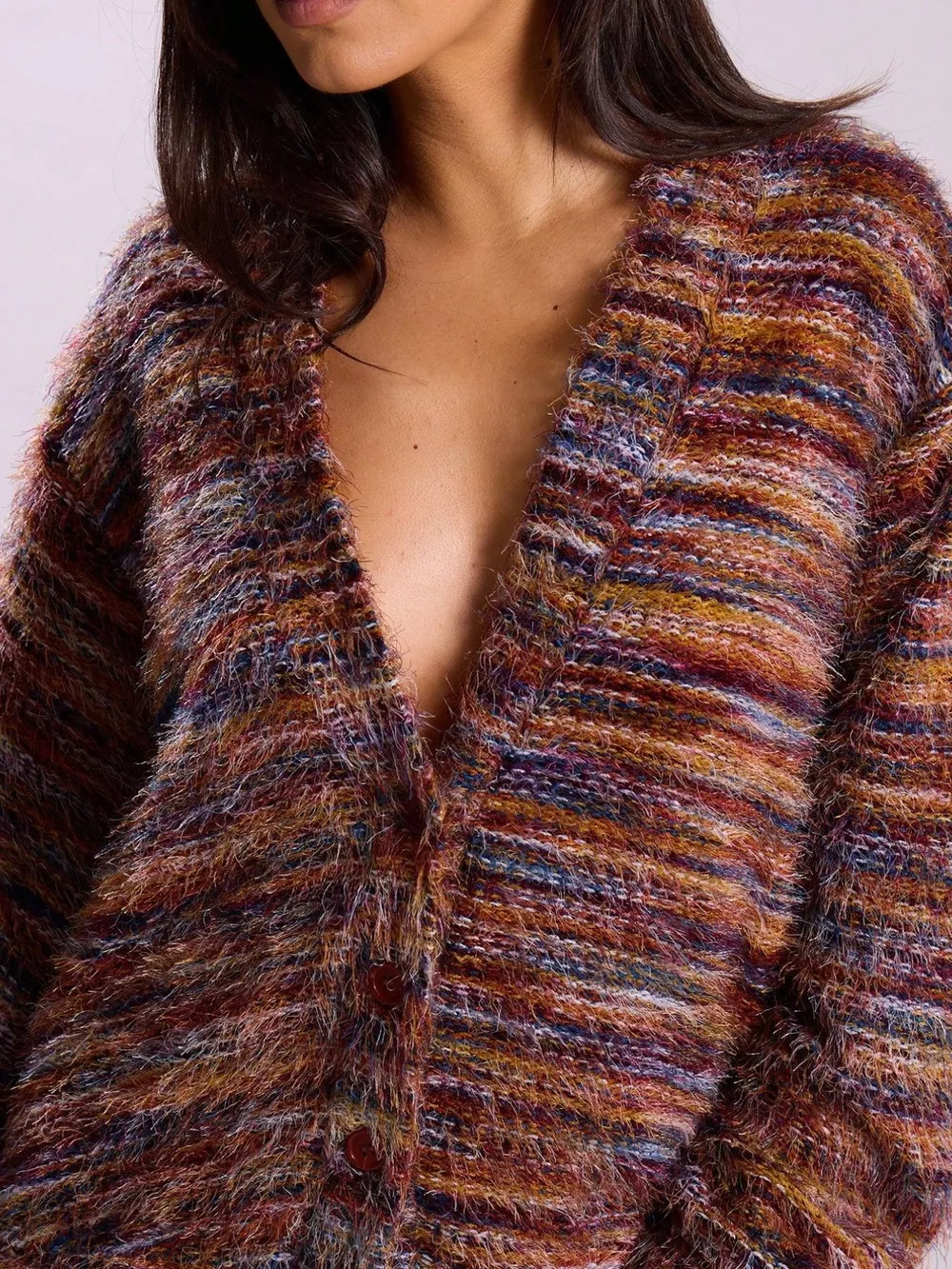 Chunky Knit V-Neck Button-Up Cardigan, image 21