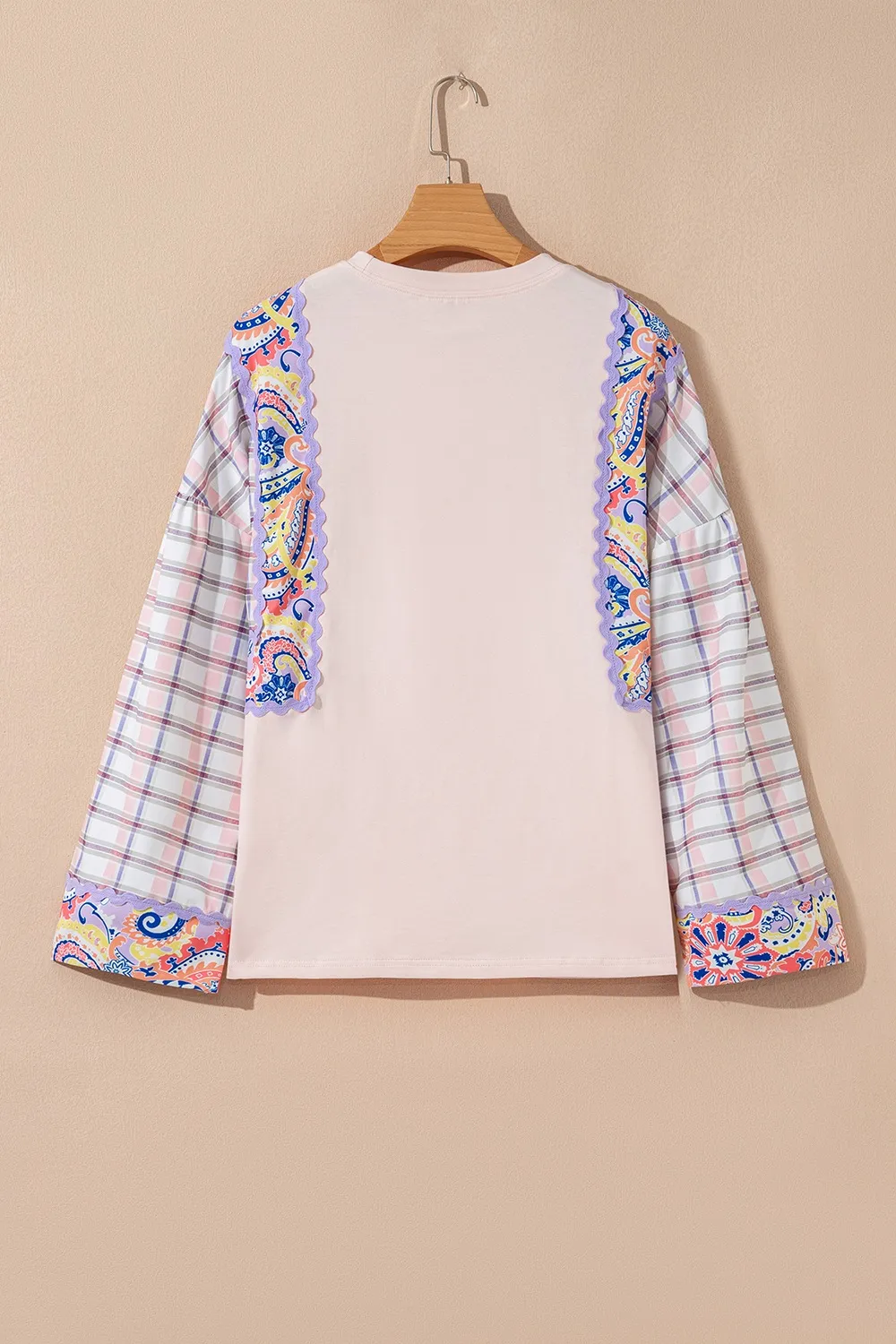 Paisley Print Plaid Long Sleeve Oversized Top, image 10