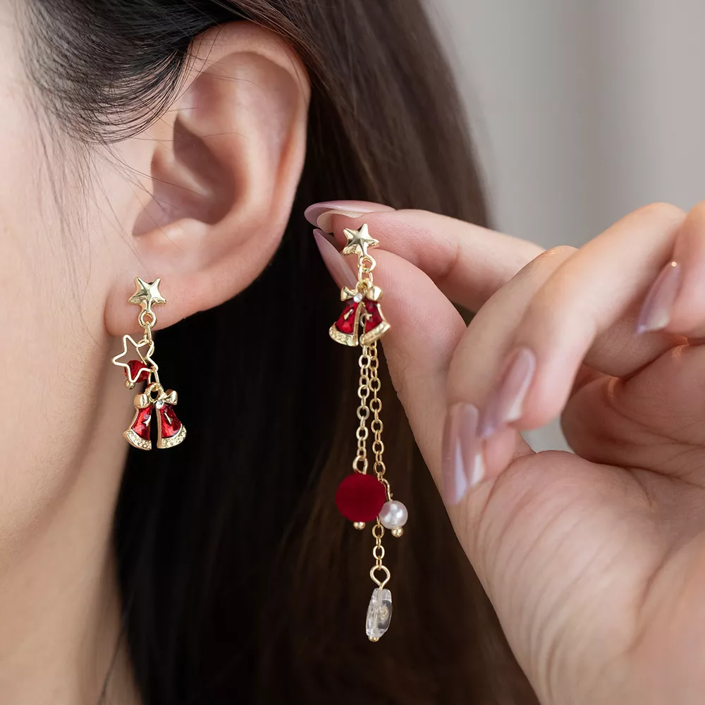 18K Gold-Plated Christmas Bell Earrings, image 3