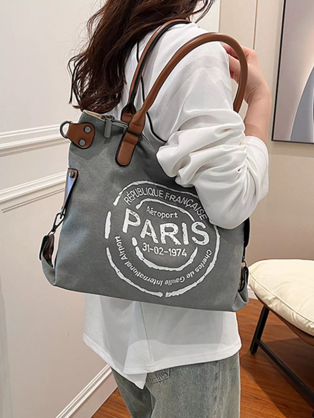 Lightweight Letter Graphic Handbag, image 4