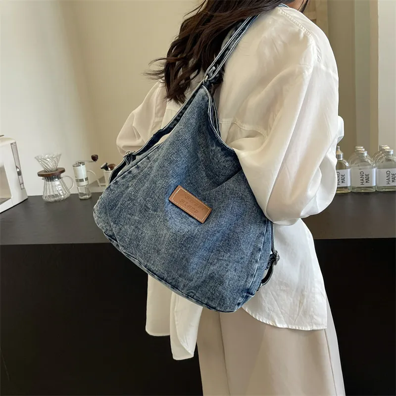 Adjustable Strap Denim Shoulder Bag, image 11