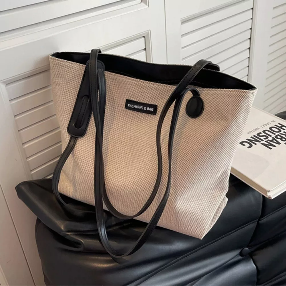 Leather Trim Canvas Shoulder Bag, image 7