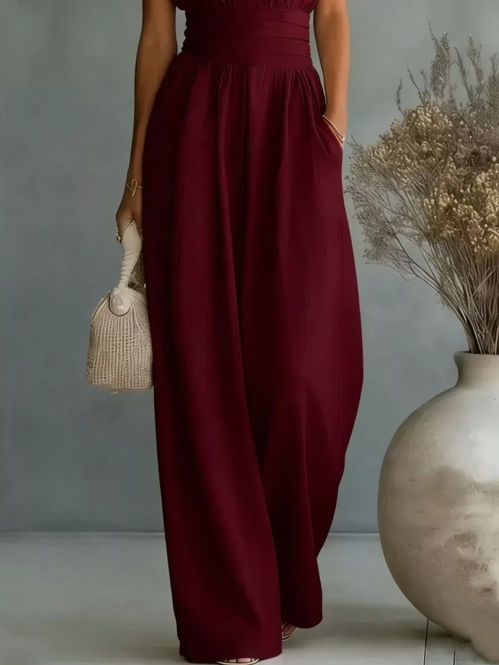 Full Size Sleeveless Wide Leg Jumpsuit Plus Size, image 7
