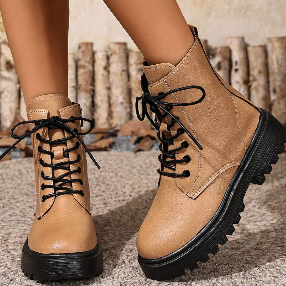 Round Toe Block Heels Boots