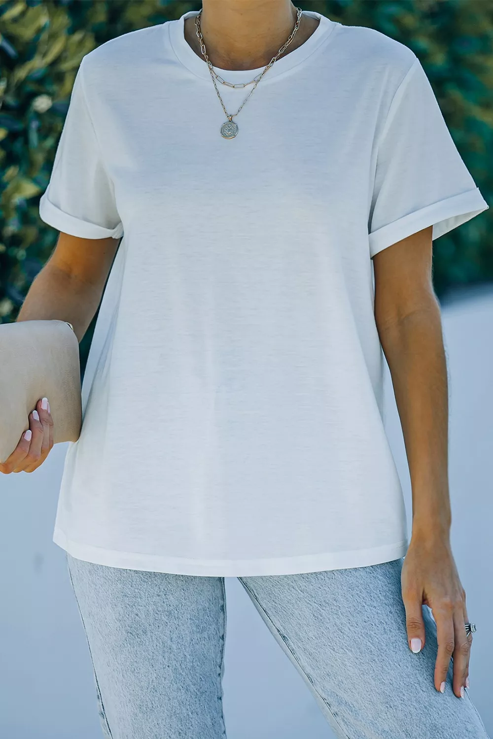 Round Neck Rolled Sleeve T-Shirt, image 14
