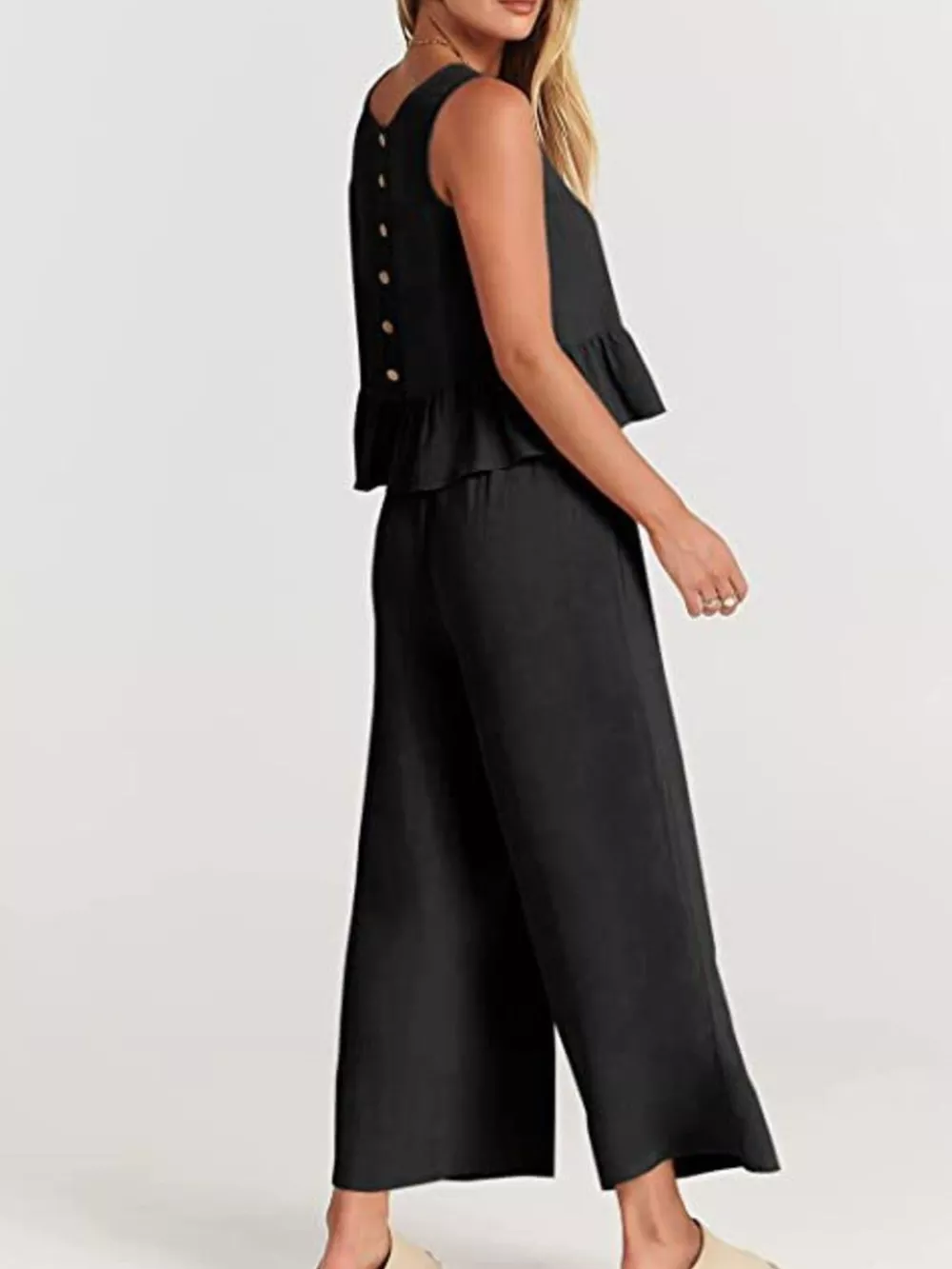 Full Size Ruffled Hem Sleeveless Top and Wide-Leg Pants Set Plus Size, image 11