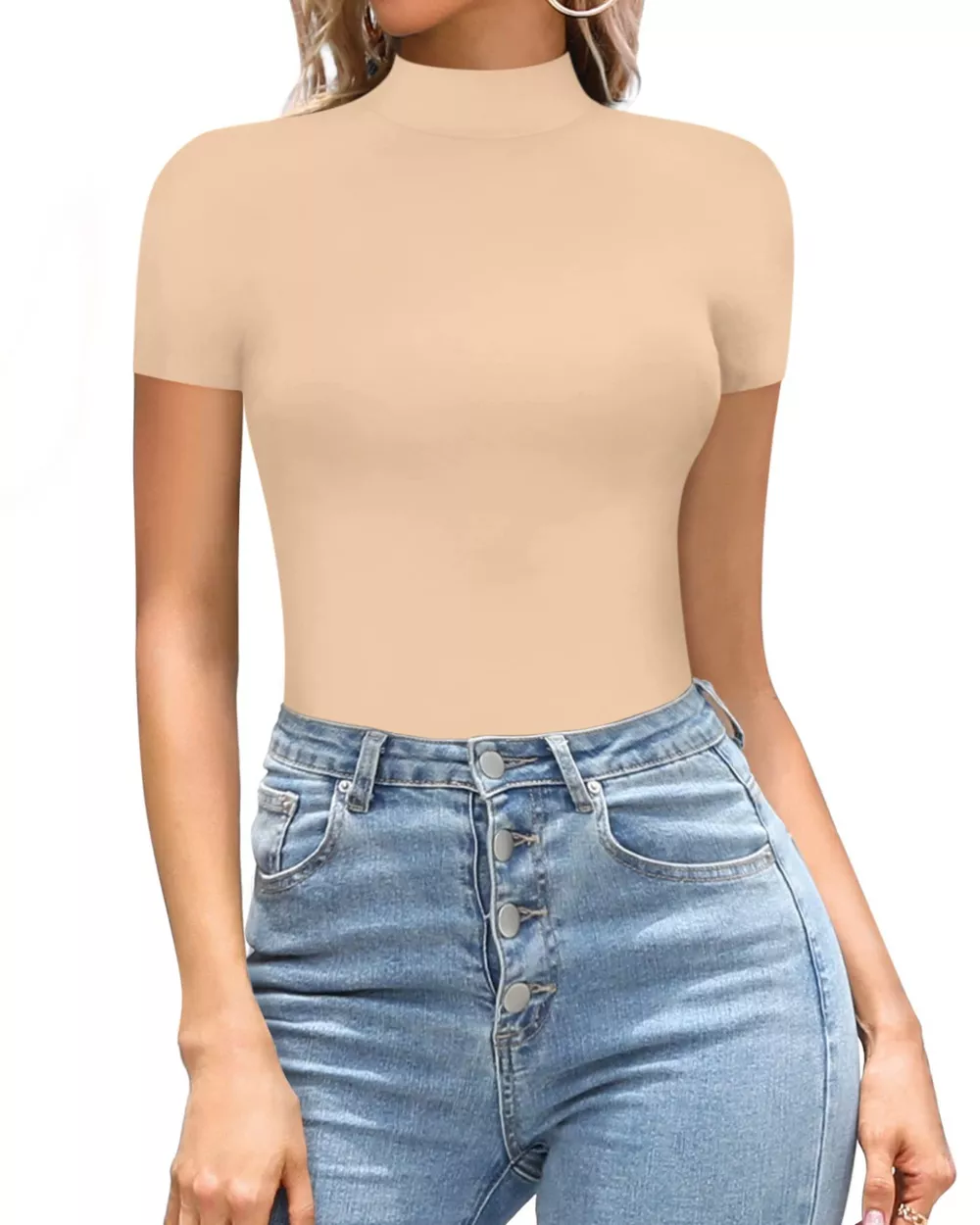 Mock Neck Short Sleeve Bodysuit, image 17