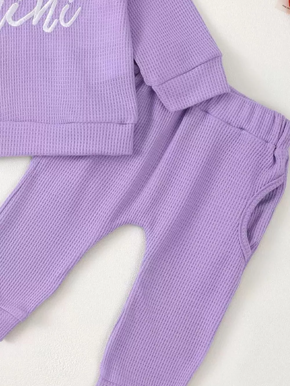 Children's Letter Ruffled Trim Top and Pants Set, image 12