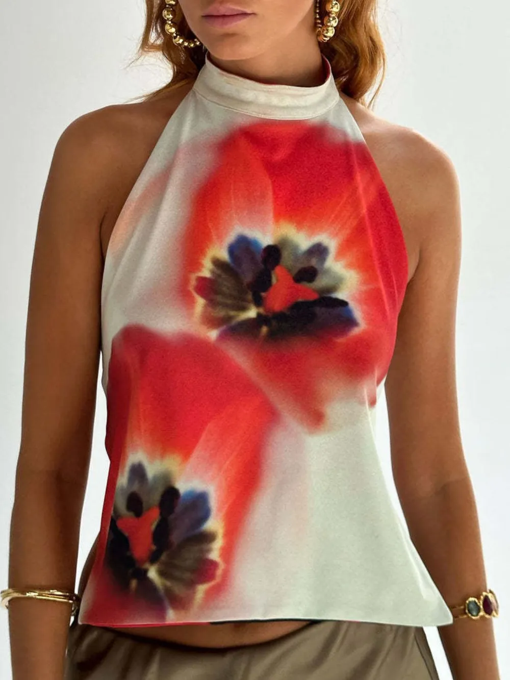 Backless Printed Halter Neck Tank, image 26