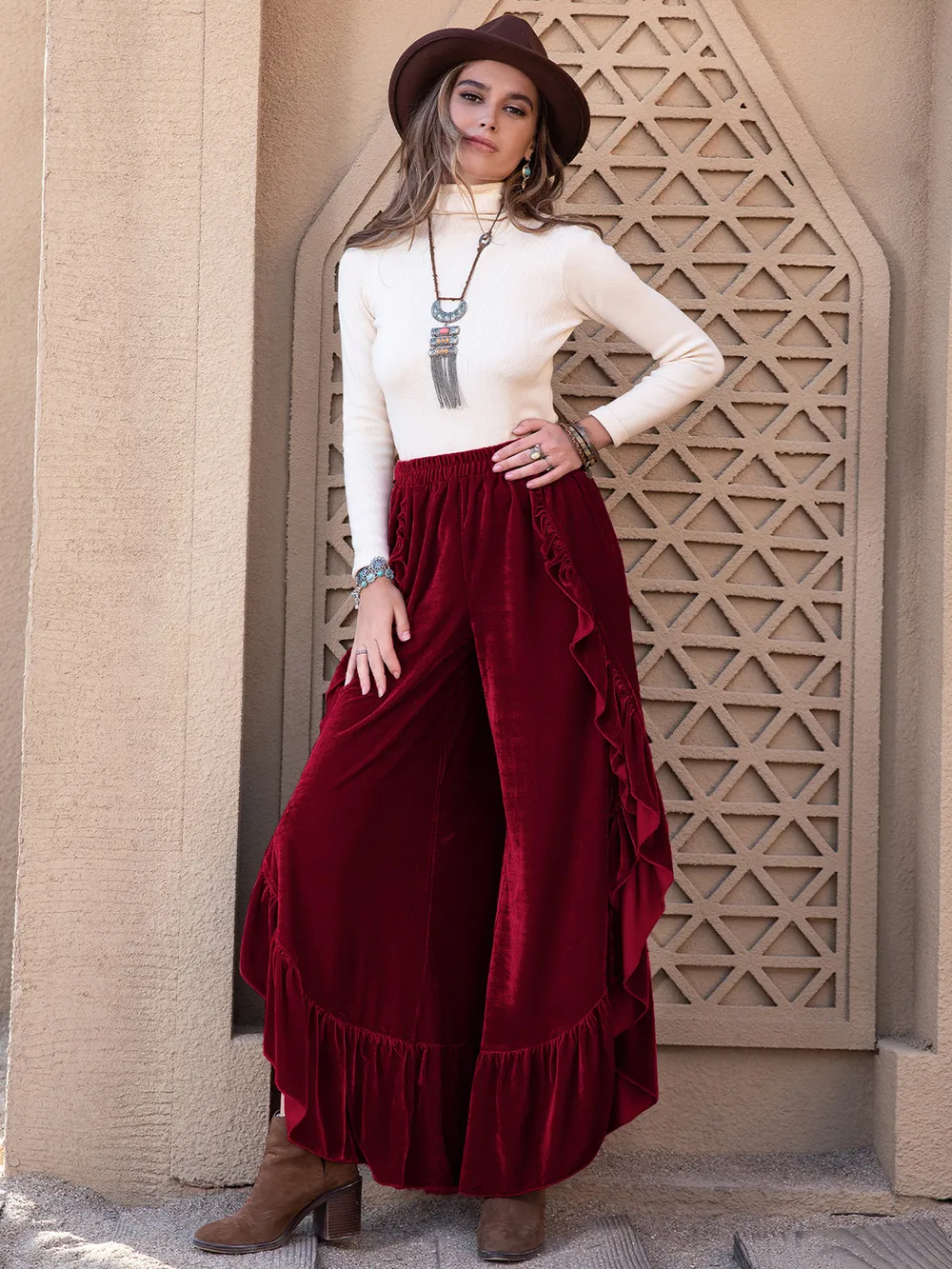 Slit Ruffled Wide Leg Pants, image 18