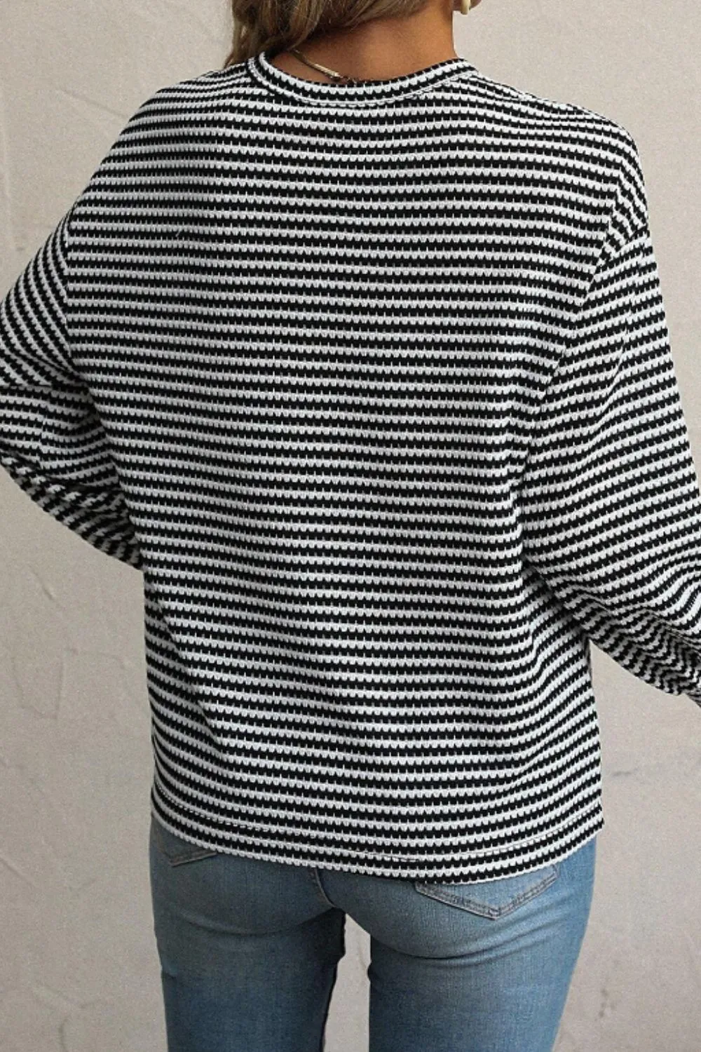 Striped Round Neck Long Sleeve Top, image 12