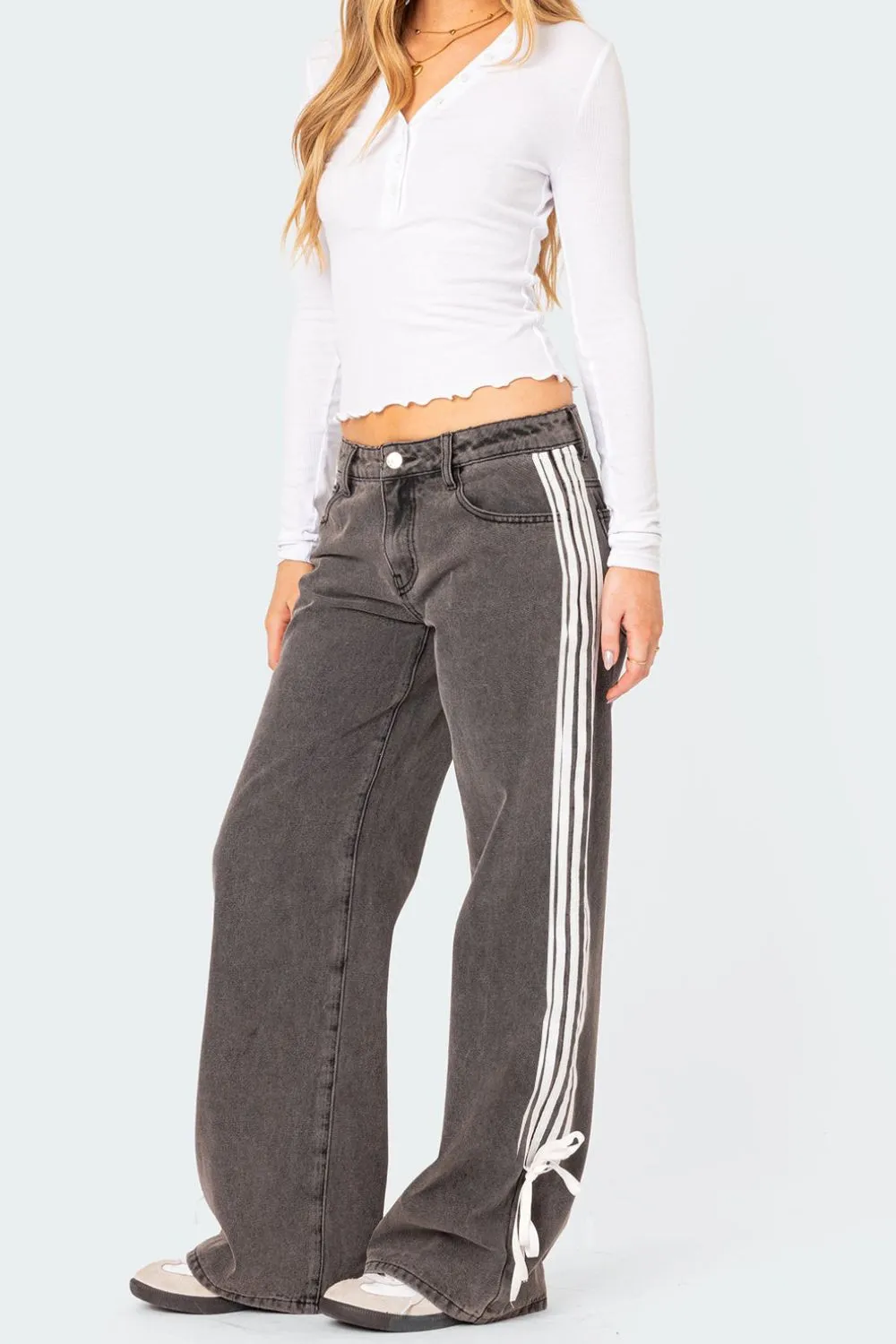 Side Striped Loose Fit Jeans, image 10