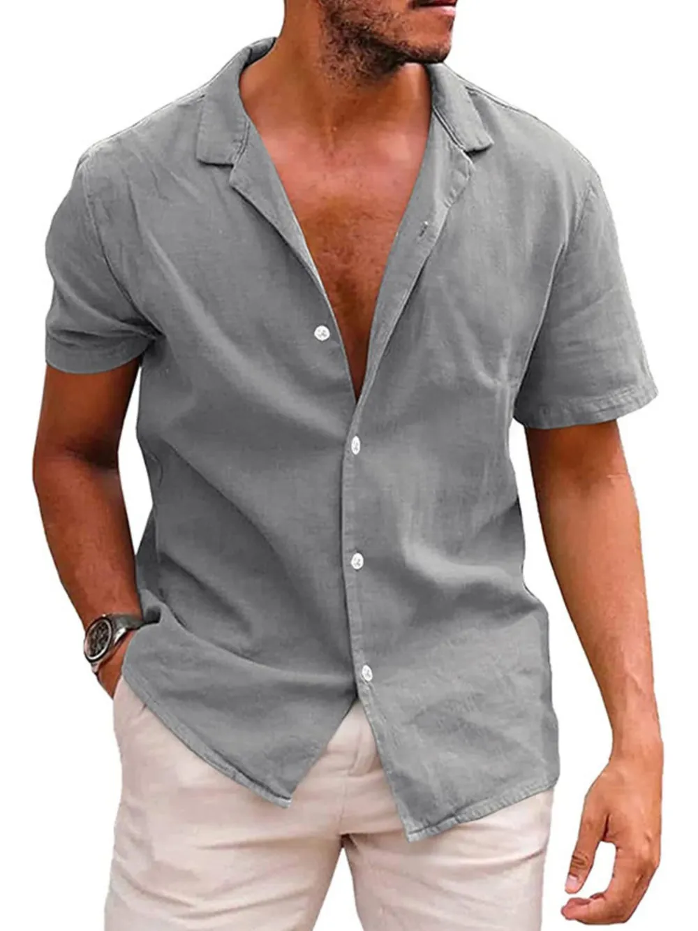 Men's Casual Short Sleeve Button-Up Shirt, image 4