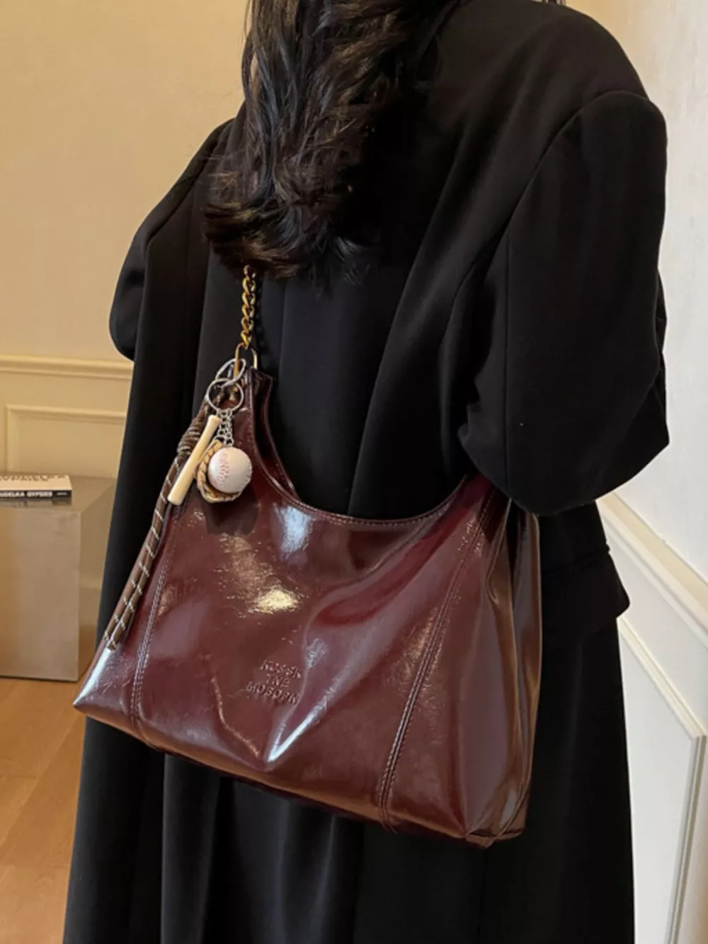 Leather Chain Shoulder Bag, image 5