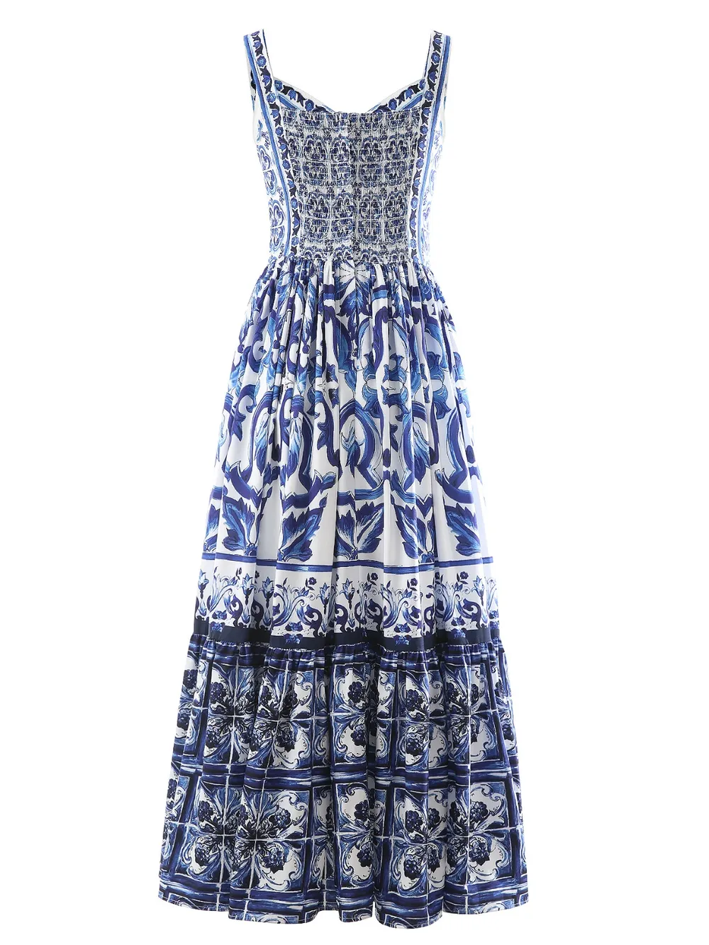 Smocked Printed Wide Strap Dress, image 18