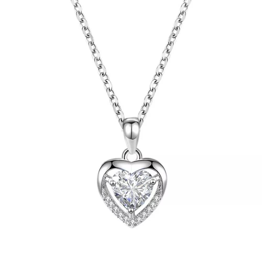 925 Sterling Silver Zircon Heart Necklace, image 7