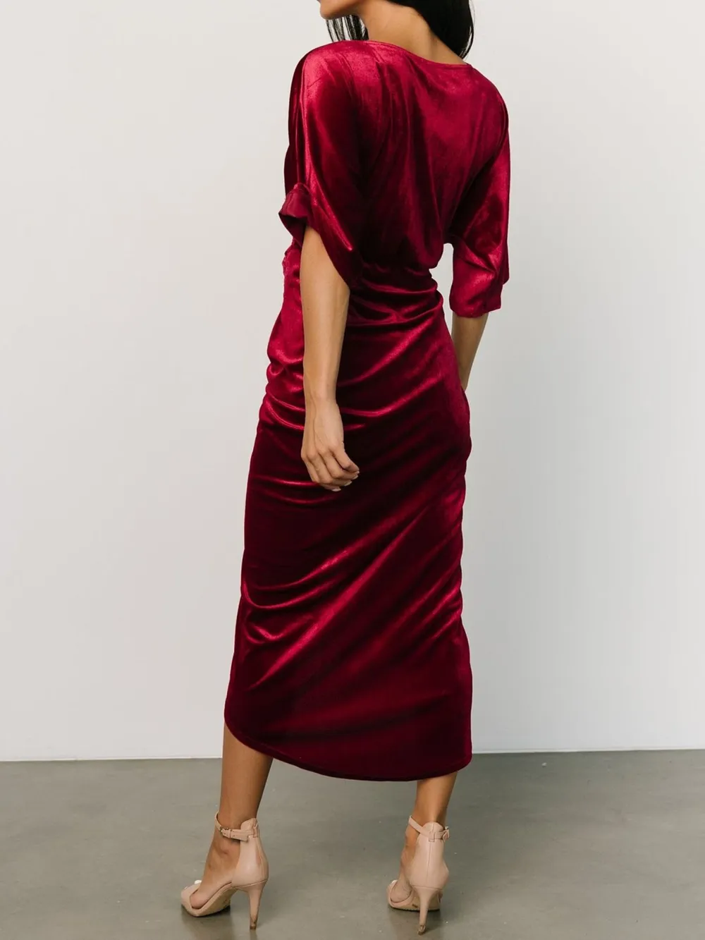 Ruched Surplice Half Sleeve Dress, image 5