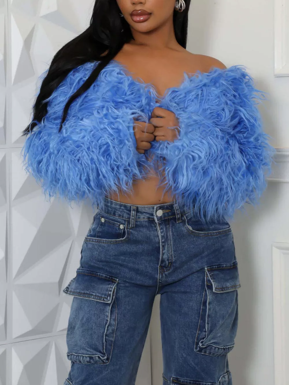 Faux Fur Open Front Cropped Outerwear, image 5