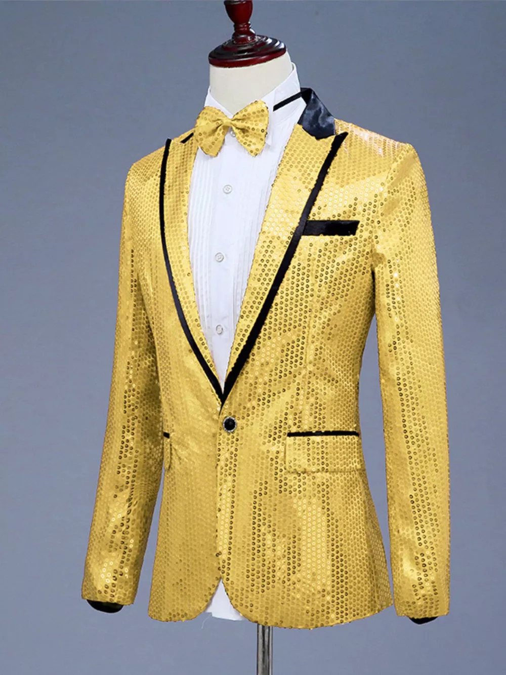 Men's Full Size Sequin One Button Long Sleeve Blazer Plus Size, image 11