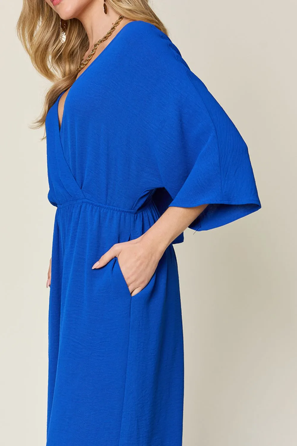 Full Size Surplice Wide Leg Jumpsuit with Pockets, image 20