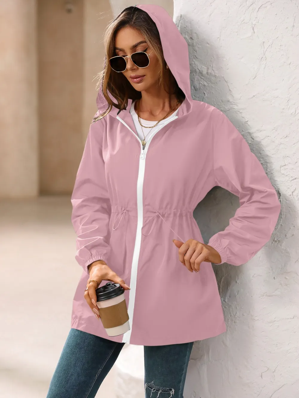 Outdoor Waterproof Long Sleeve Hooded Windbreaker, image 23