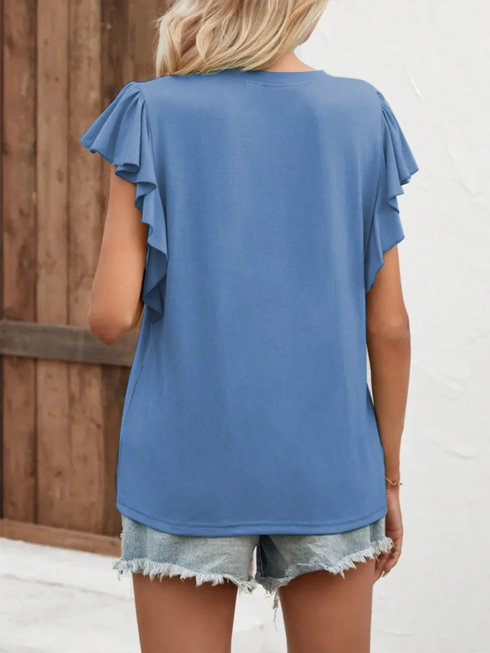 Notched Cap Sleeve T-Shirt, image 3