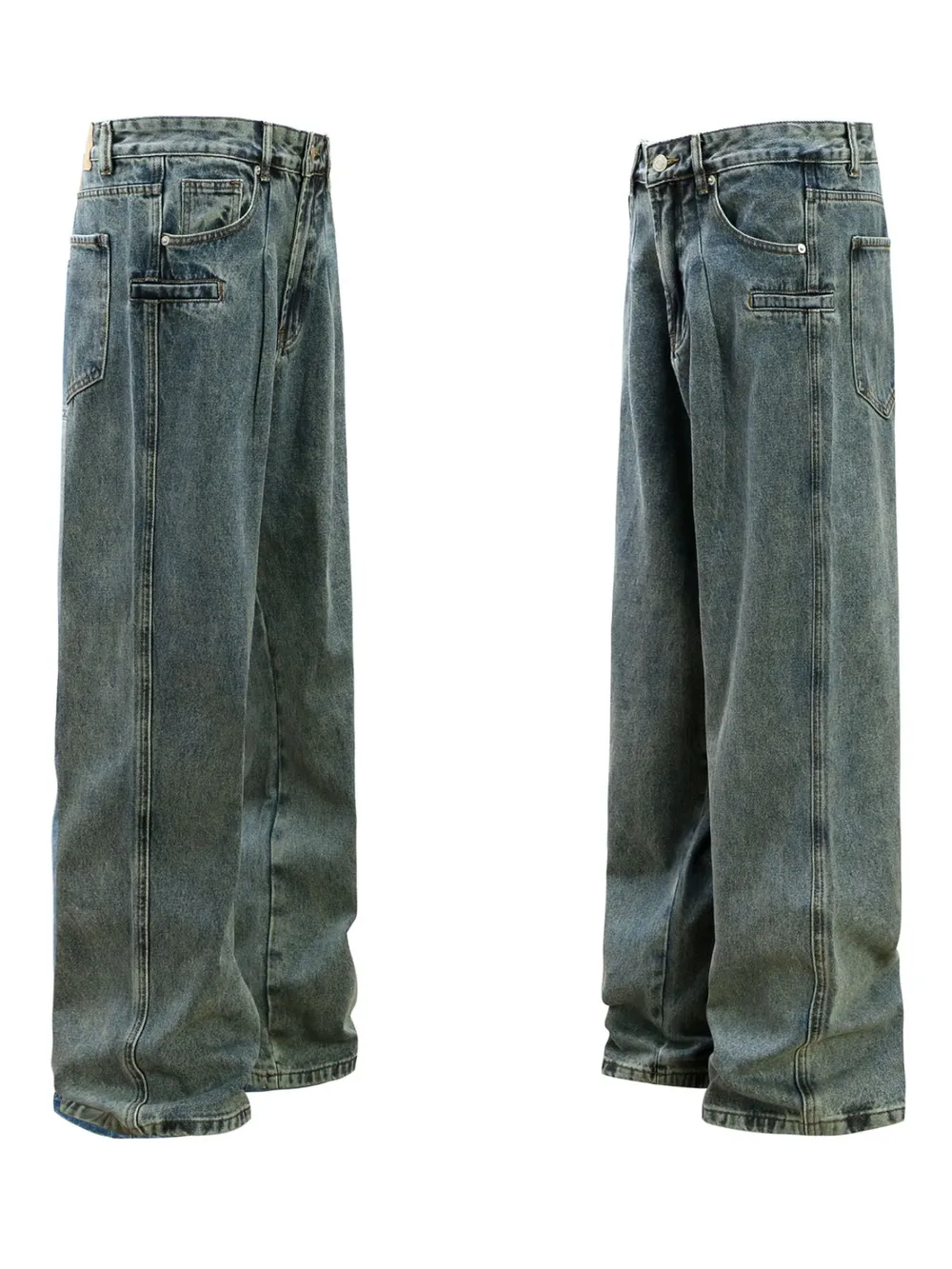 Men's Washed Wide Leg Jeans, image 2