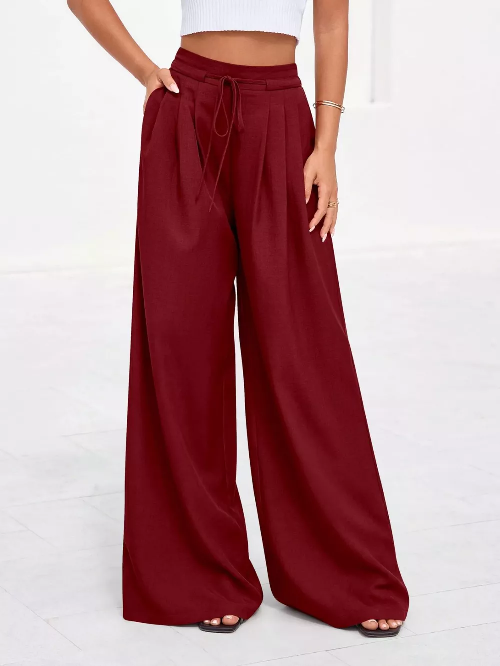 Full Size High-Waisted Wide-Leg Pleated Pants Plus Size, image 10