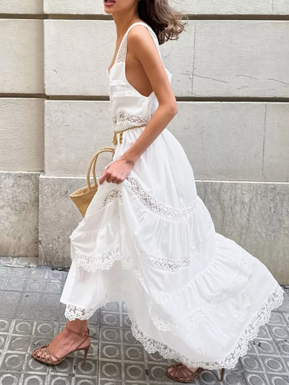 Lace Detail Wide Strap Dress, image 7