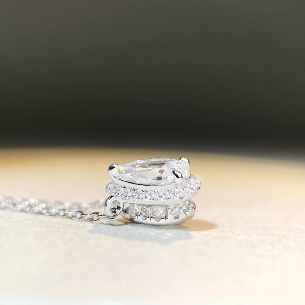 1.5 Carat 925 Sterling Silver Moissanite Teardrop Necklace, image 4
