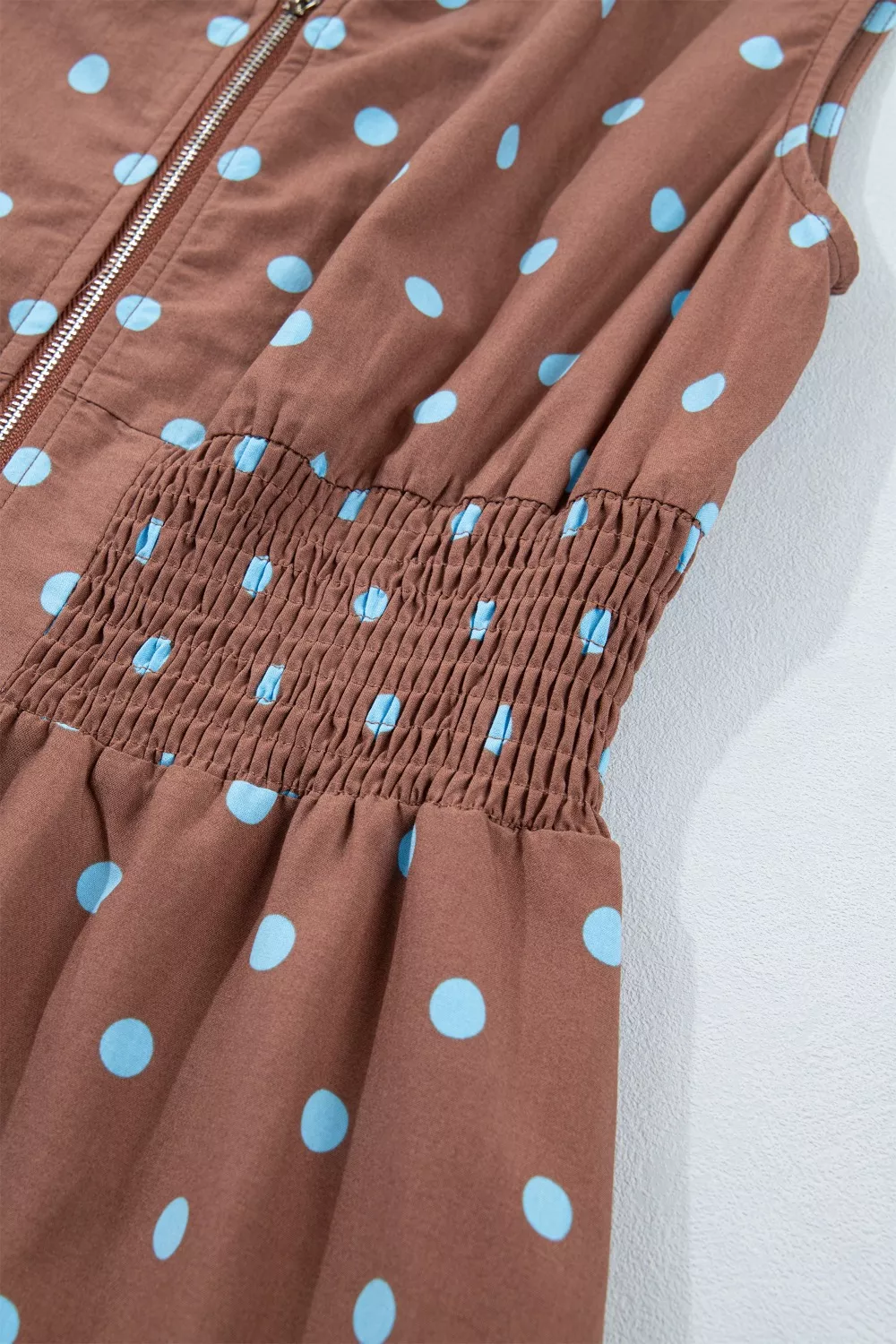 Polka Dot Zipper Front Midi Dress, image 12