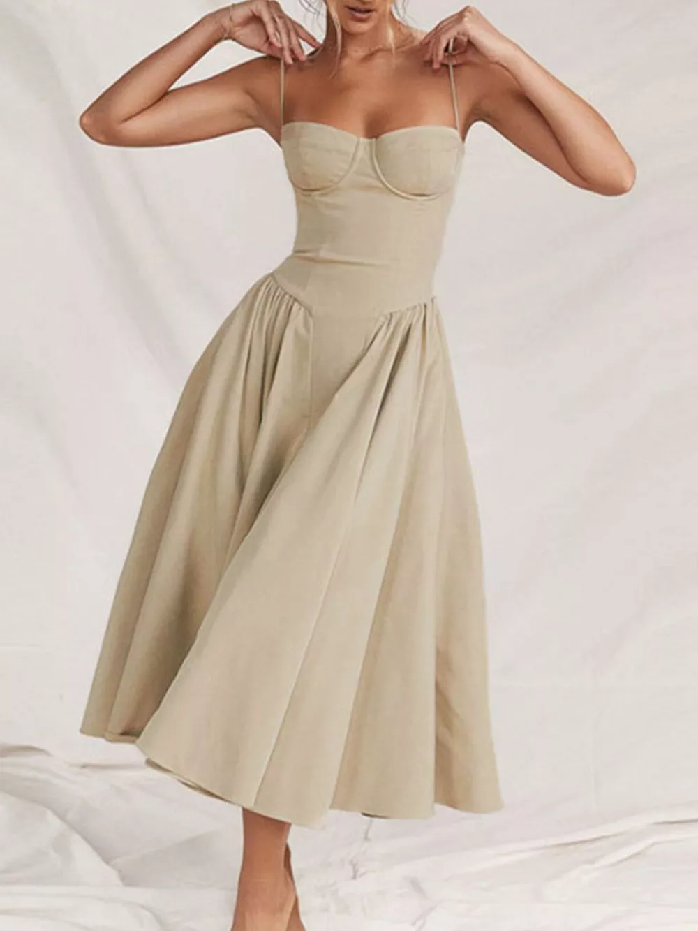 Sweetheart Neck Spaghetti Strap Midi Dress, image 8