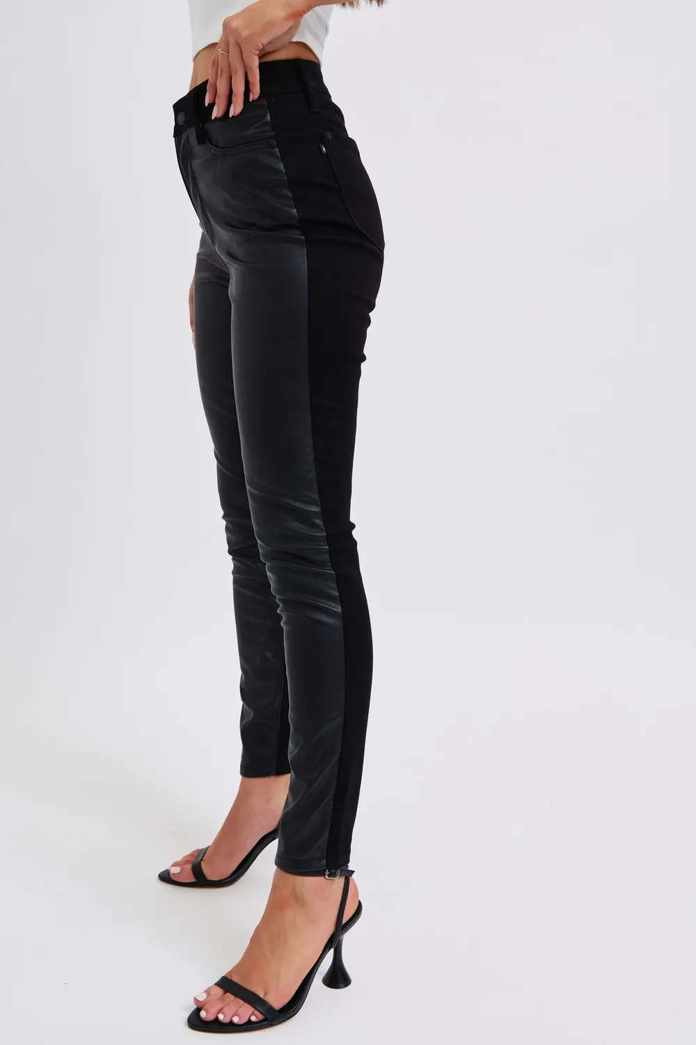 Plus Size HW Faux Leather Skinny Pants, image 7