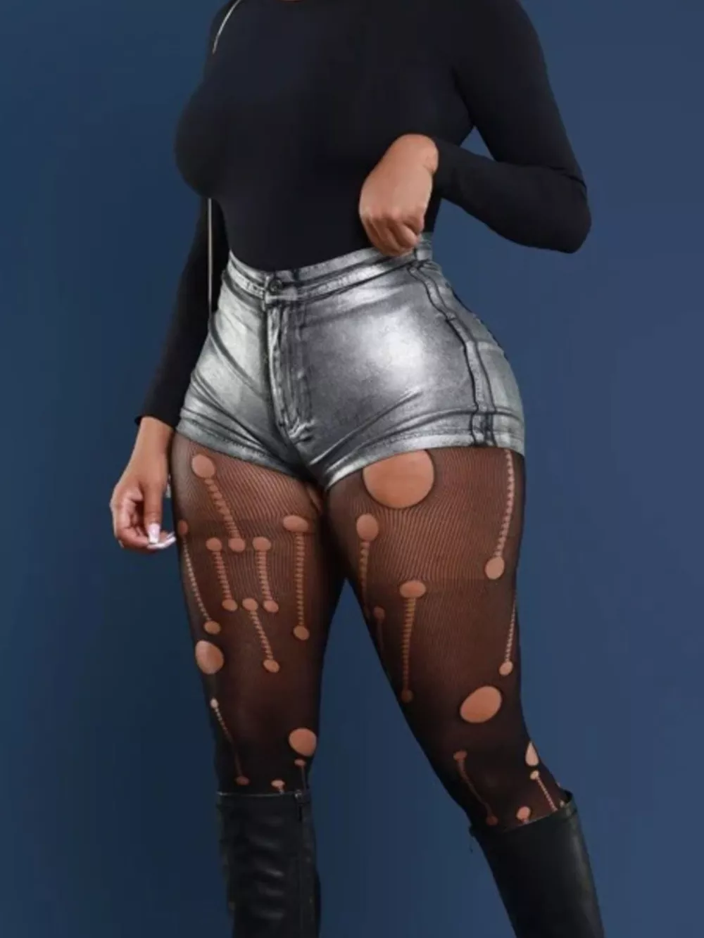 Shiny Slim Stretch High-Waisted Shorts, image 8
