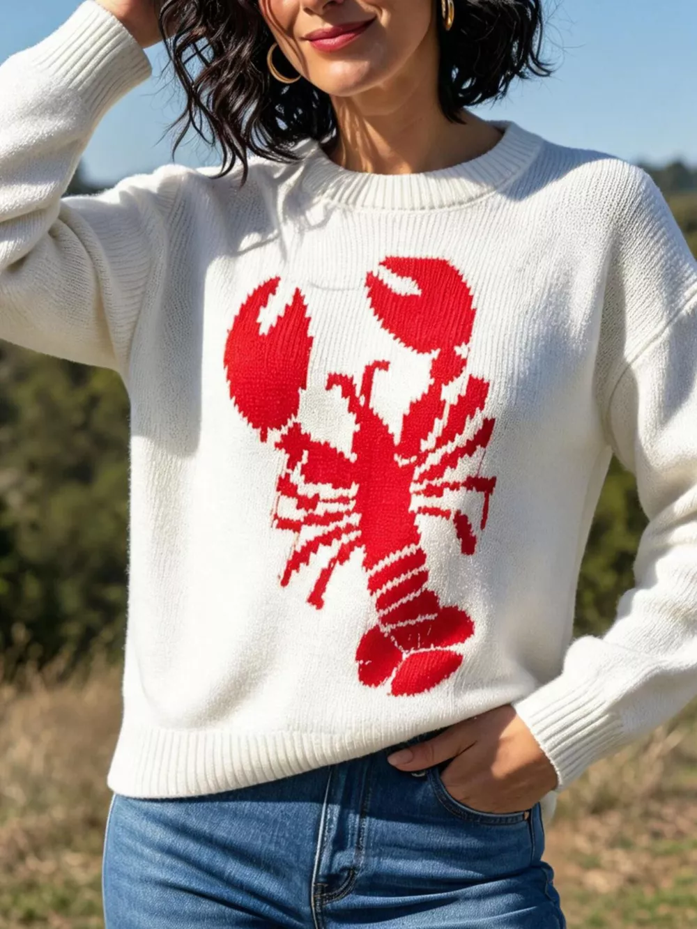 Lobster Graphic Crew Neck Sweater, image 2