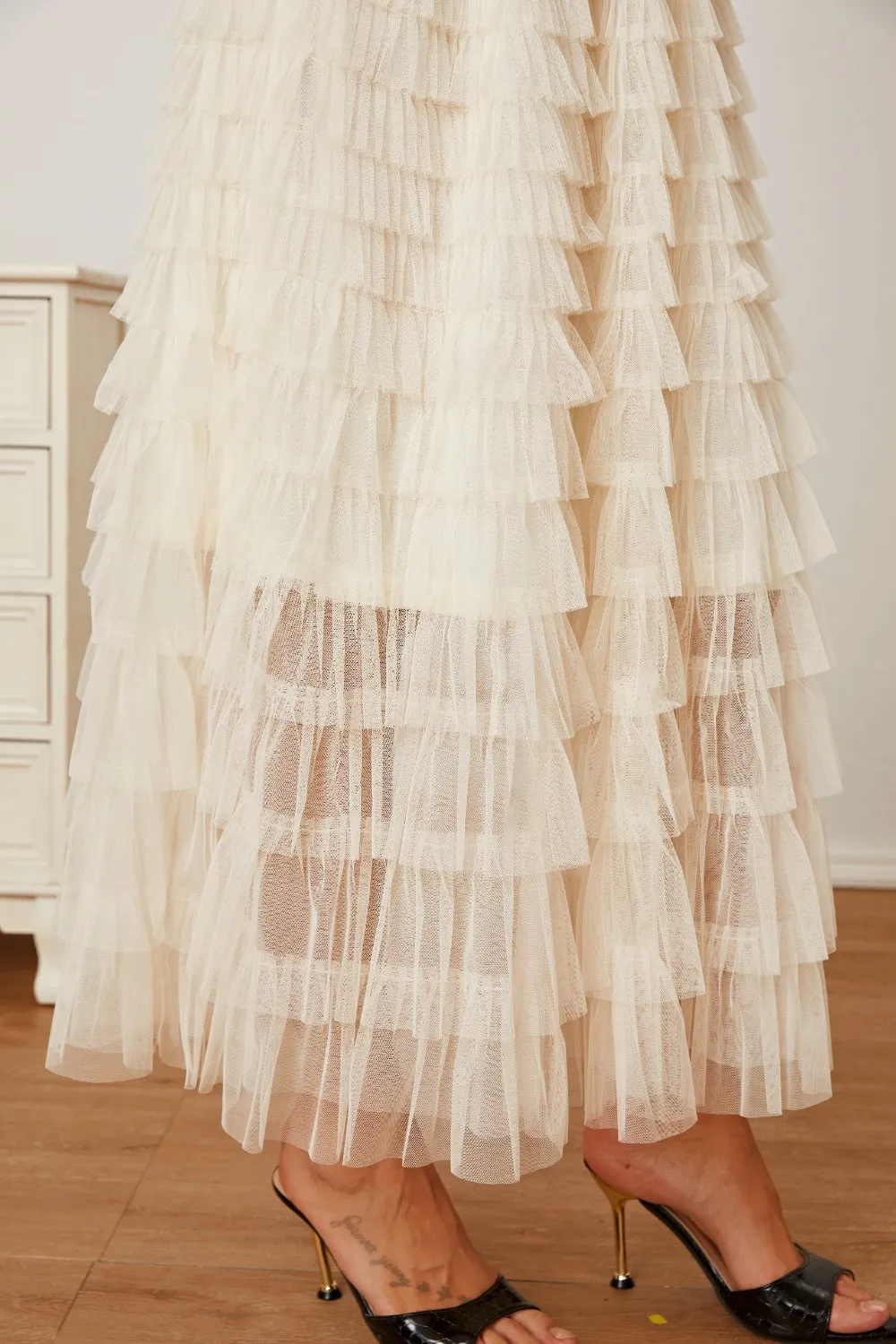 Ruched High Waist Tiered Skirt, image 6