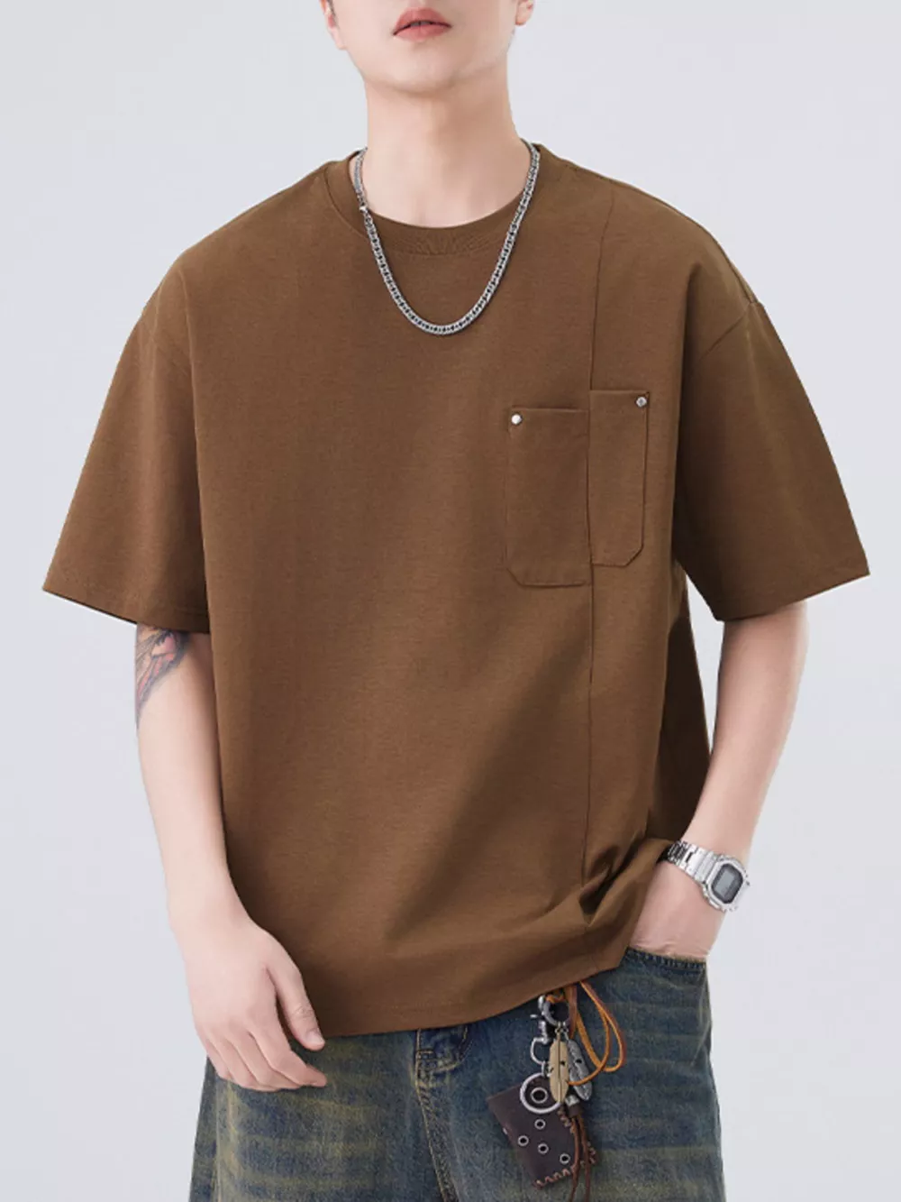 Men's Plus Size Round Neck Short Sleeve T-Shirt, image 15