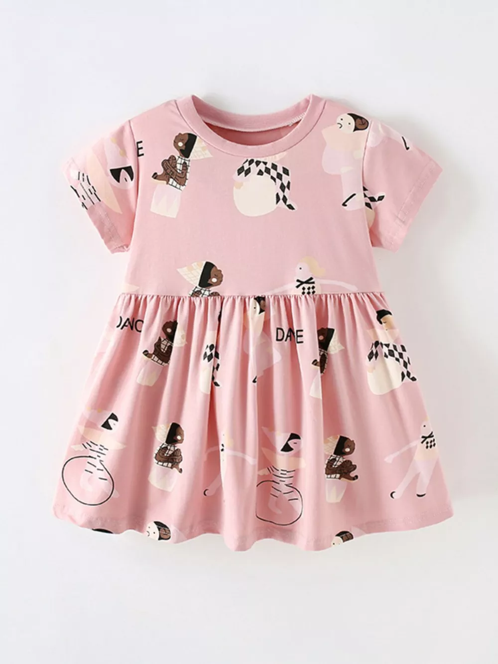 Children's Printed Short Sleeve Casual Dress