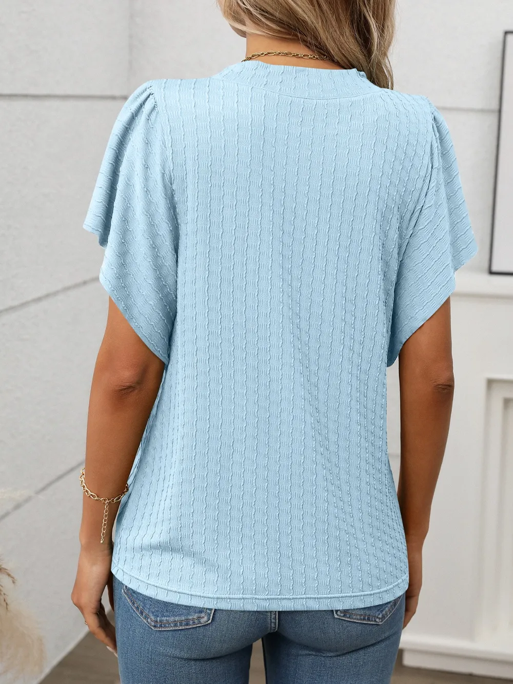 Round Neck Flutter Sleeve T-Shirt, image 24
